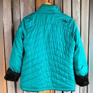 Reversible Black Fur/ Teal Jacket The North Face Sz M